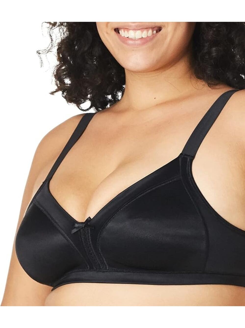 Bali Double Support Soft Touch Back Smoothing Wirefree Bra DF0044 Black 42C NWT